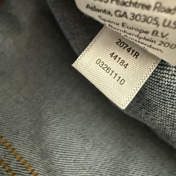 Spanx Denim Shirt Jacket Women 3X Plus Jean Tie Waist Chore Workwear Stretch - Picture 10 of 12